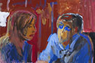 Thumbnail  The conversation  Origina; aAcrylic Painting by Gloria Pacis